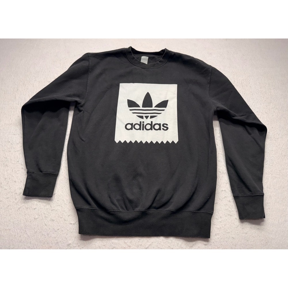 Adidas Originals Mens Trefoil Box Logo Crewneck Sweatshirt Black Size M